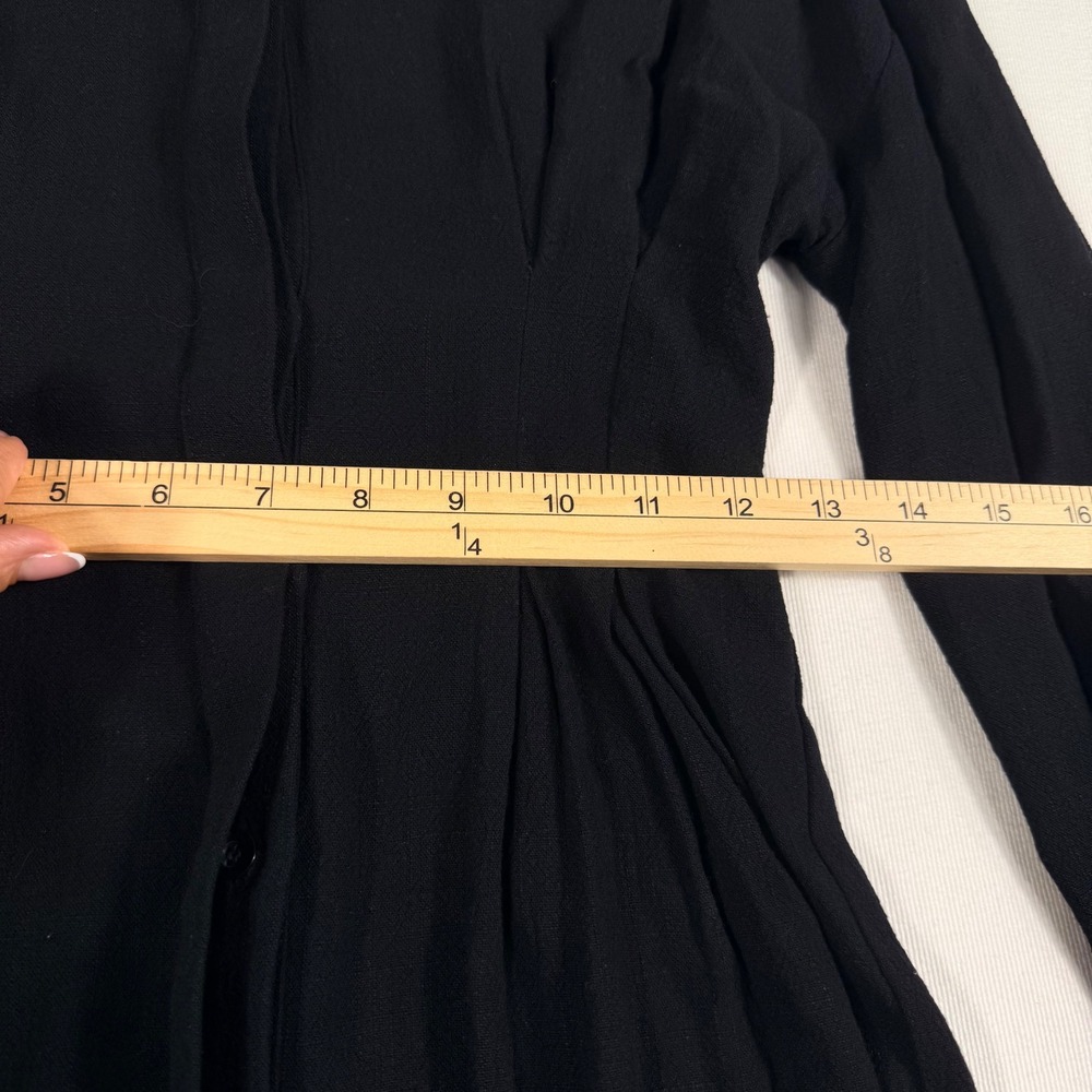 White Fox Feels Like A Holiday Shirt Dress Small Black Pleated Waist Long Sleeve - Picture 8 of 14